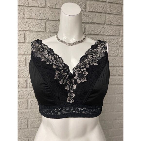Rhonda Shear Black & White Lace Pin-Up Bralette Size XL NWT - Picture 2 of 10